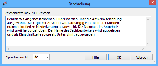 Dialog für sprachabhängige, mehrzeilige Zeichenkette