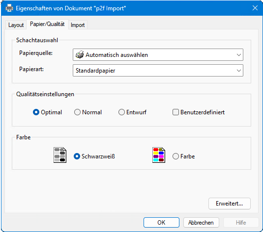 Schwarz-/Weiss-Einstellung
