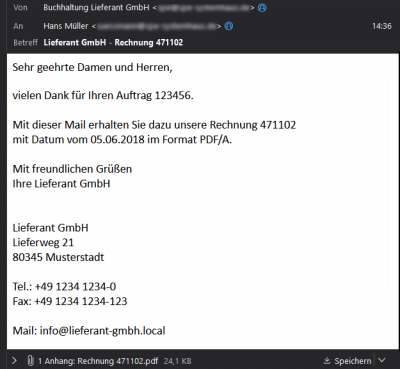 Die E-Mail mit Anhang im HTML-Format