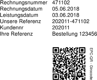 Ausschnitt einer Rechnung mit eingedrucktem EPC-QR