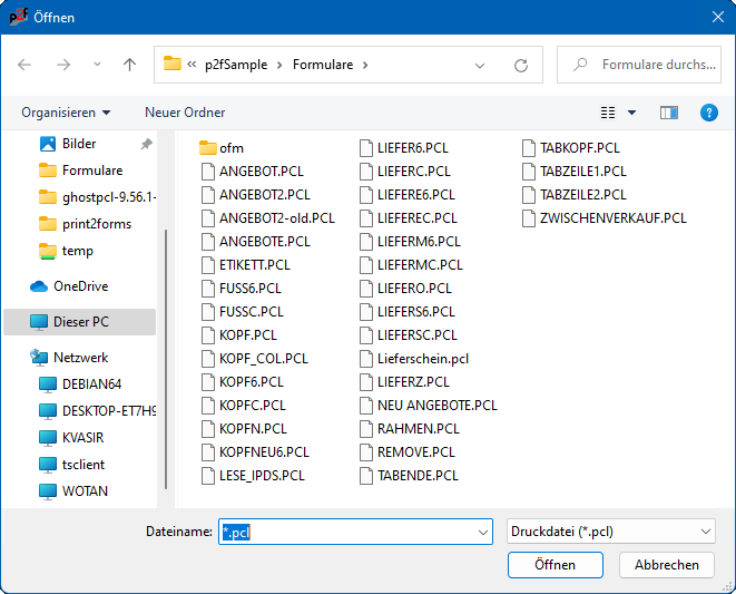 Dateiauswahl zum direkten Importieren