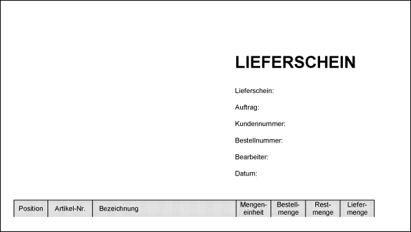 Lieferschein Kopf