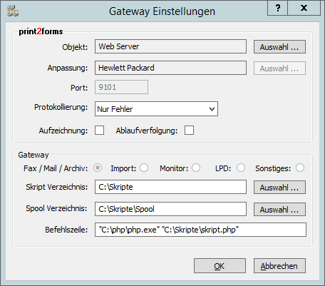 Konfiguration des Gateways